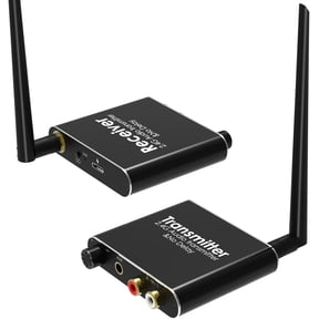 KSRplayer 2.4GHz Wireless Audio Transmitter & Receiver 160ft Long Range, Low Latency, with Volume Control RCA & 3.5mm Jack for Subwoofer, Powered Speaker, Soundbar