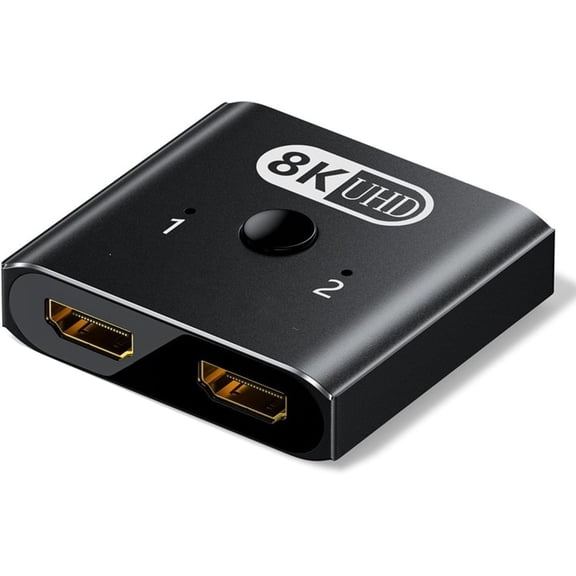 KSRplayer 8K 60Hz HDMI 2.0 Bi-Directional Switch & Splitter, 2 in 1 Out or 1 in 2 Out, Aluminum Ultra-HD Switcher with HDR10, Plug & Play for Dual Monitor, TV, Gaming (Xbox, PS5, Nintendo Switch)