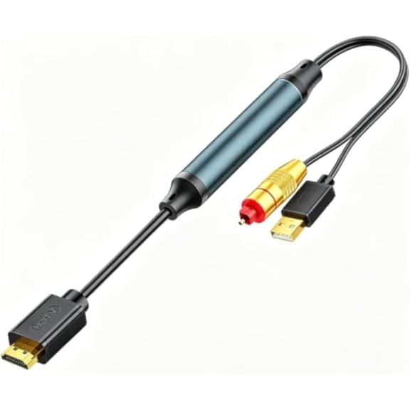 KSRplayer ARC Audio Extractor HDMI to Optical (TOSLINK) Converter, 192kHz High-Res, Plug-and-Play, Supports PCM, AAC, DSD, Dolby 5.1 & DTS 5.1, Includes 9.8ft Cable