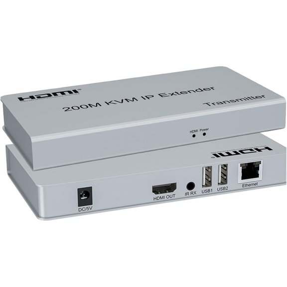 KSRplayer HDMI USB KVM over IP Extender, Extends 656ft (200m) Cat5e/Cat6, IR Remote, TCP/IP