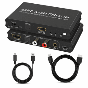 KSRplayer HDMI eARC/ARC Audio Extractor with Digital to Analog Converter Optical, L/R & 3.5mm Stereo Output for HDTV, Soundbar, Amplifier, Speaker, Headphones