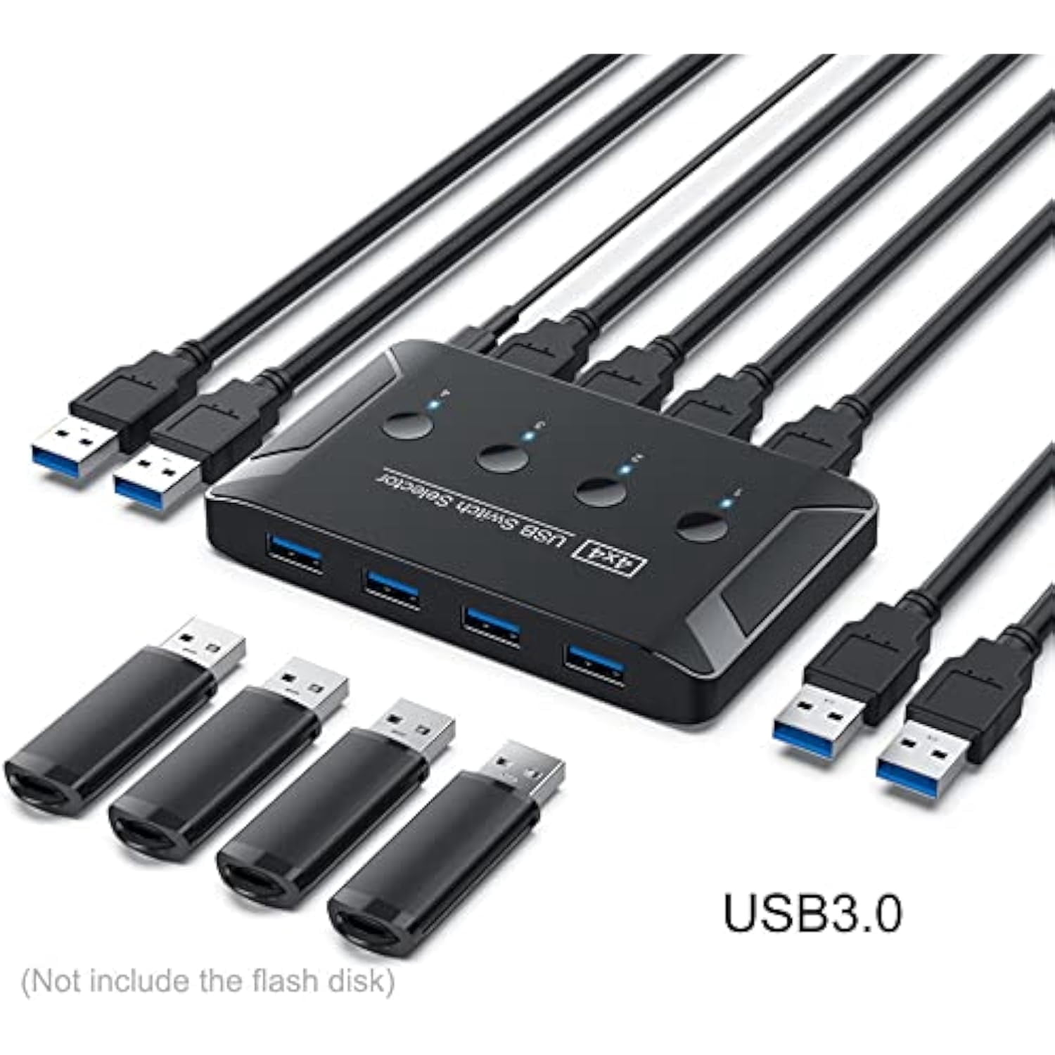KSRplayer KVM USB 3.0 Switch Selector 4 Port PCs Sharing 4 Devices for Keyboard Mouse Scanner Printer