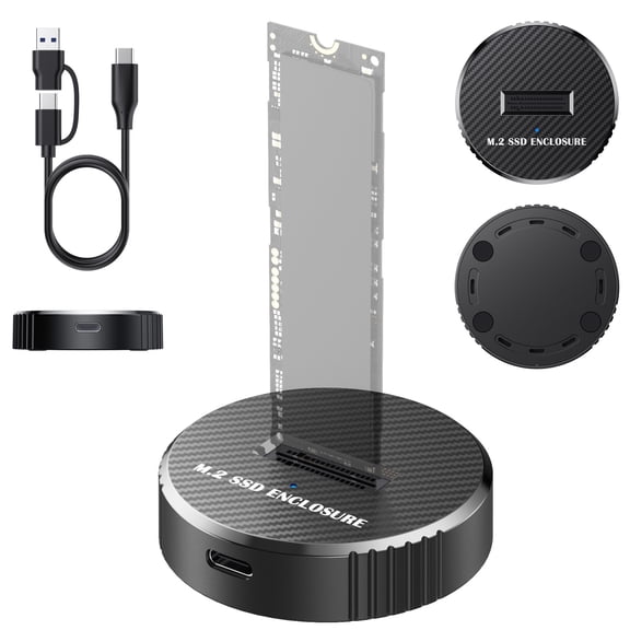 KSRplayer M.2 SSD Enclosure, USB 3.2 Gen 2 10Gbps External NVMe & SATA SSD Reader/Writer Adapter Dock, M-Key & B+M-Key, Fits 2230/2242/2260/2280, USB-A/C, Up to 8TB