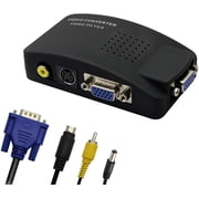 KSRplayer RCA to VGA Converter, Composite AV + S-Video to VGA Adapter for HDTV/Monitor/Laptop/Desktop/DVD/VCR/Camera/Set-Top Box
