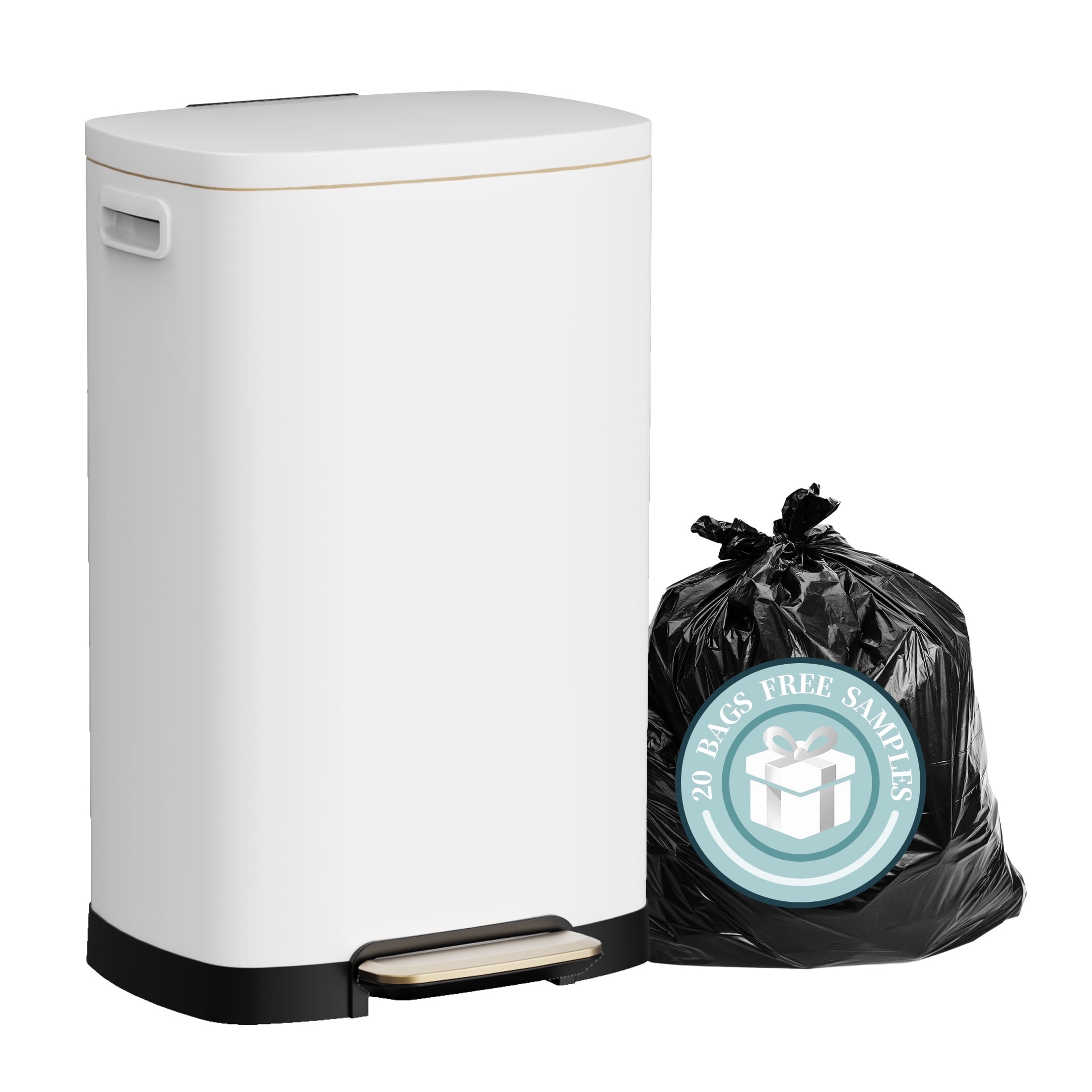 KSSKSS 13 Gallon Trash Can with Lid,Fingerprint-Proof Stainless Steel Kitchen Trash Can with Soft-Close Lid and Removable Inner Bucket,White - Walmart.com