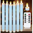 thumbnail image 1 of KSWING Upgraded Real Wax LED Flameless Light Blue Taper Candles with Remote, 6 PCS Candlesticks Battery Operated 3D Flickering - 9.6" Long Realistic Fake Candle Sticks for Home/Wedding/Xmas Decor, 1 of 18