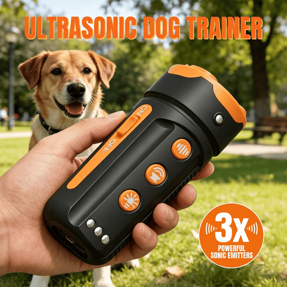 KSY Ultrasonic Dog Trainer with 3 Adjustable Frequencies and LED Flashlight
