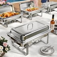 thumbnail image 1 of Chafing Dishes for Buffet: KScocina 4 Pack 9QT Stainless Steel Rectangular Chafing Dish Set, Full Size Food Warmers for Catering, Parties, Wedding，Silver, 1 of 7