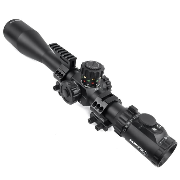 KT 12-60X60 SAL Rifle Scope 35mm Tube Side Parallax Adjustment Glass Etched Reticle Red Green Illuminated with Scope Rings