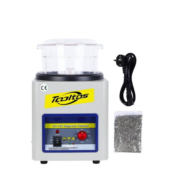 KT-185 Magnetic Tumbler Jewelry Polishing Machine - 2000RPM Vibratory Polisher with 7.1" Barrel, 200g Pins & 2 Rotation Modes (Uni/Bi-Directional)