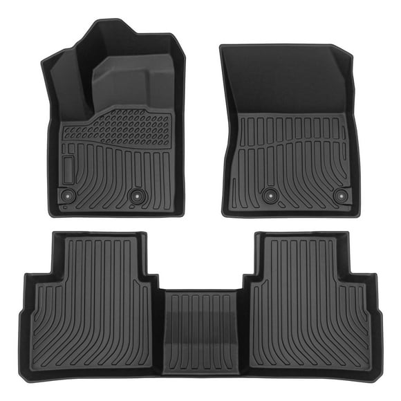 KT 3-Piece Black TPE Rubber Car Floor Mat Set - Durable, All-Weather Protection for Front & Rear - Easy to Clean KTIPICJ0119801072