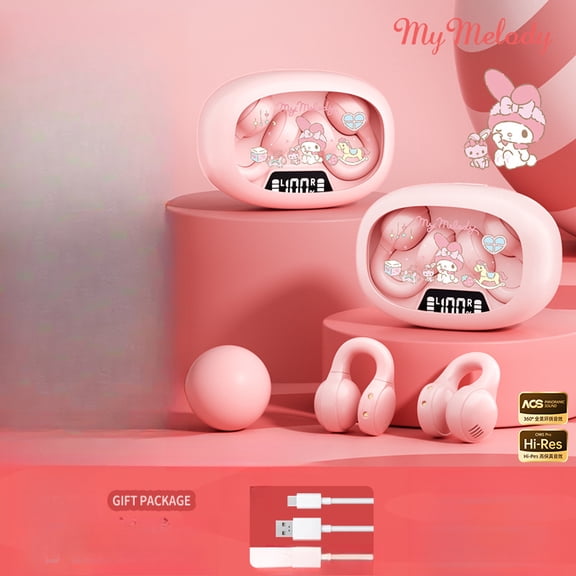 KT Cat KRM CNMR Big-Ear Dog New Bluetooth Ear Clip Headphones Blue Tooth 5.4 Long Battery Life Cartoon Sports Headphones X53, Comfortable for Long Wear No Pain