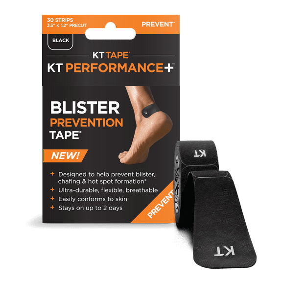 KT Health Blister Prevention Strips, Athletic Barrier Tape, Black, 30 Count