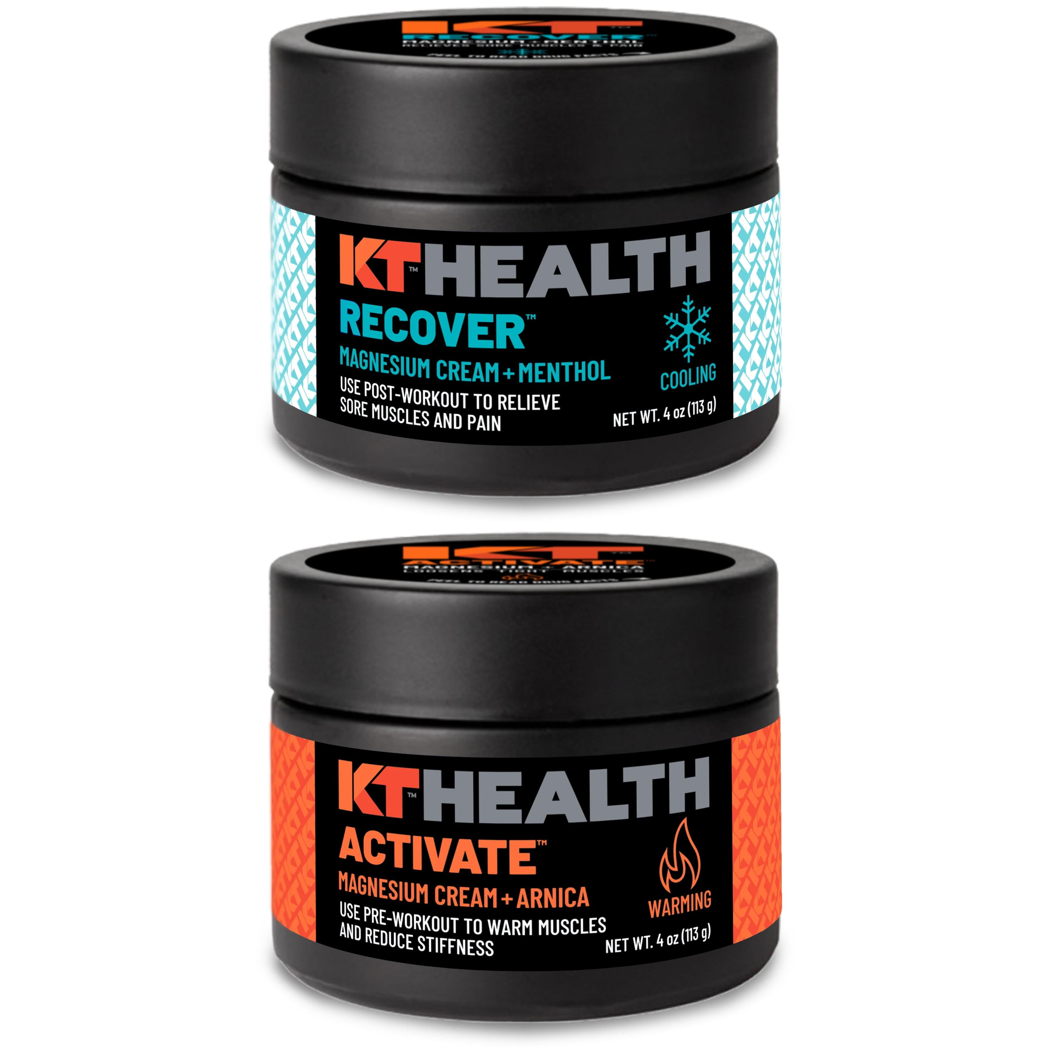 KT Health Pre & Post Workout Magnesium Cream Bundle – Warming