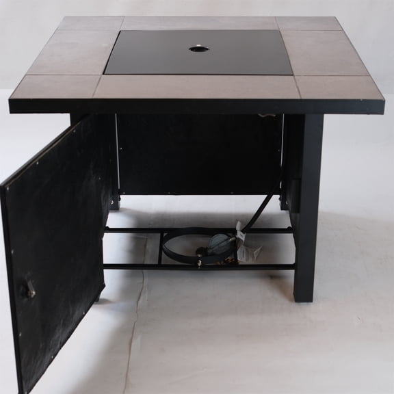 KT Parts Propane Fire Pit Table 50000 BTU, 35 Inch Square Outdoor Gas Fire Table with Lava Rocks and Rainproof Cover, CSA Certified Smokeless Firepit for Patio Garden Backyard