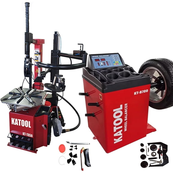 KT-T850 Tire Changer and KT-T700 Wheel Balancer Combo Machine Garage Shop Equipment for Tire Repair and Wheel Balancing