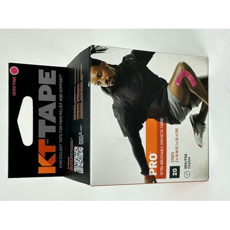 KT TAPE PRO Synthetic Elastic Kinesiology 20 Pre-Cut 10-Inch Strips Therapeutic Tape, Hero Pink