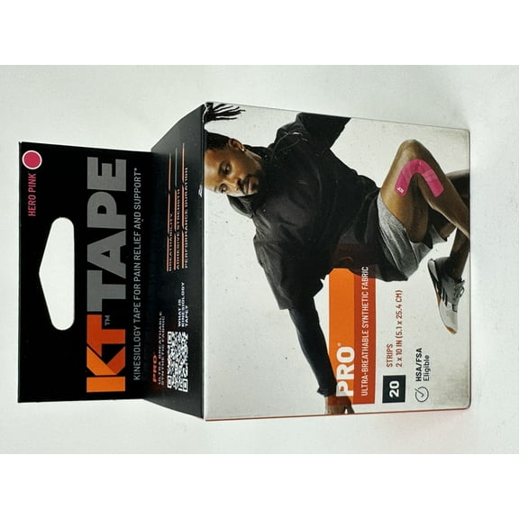 KT TAPE PRO Synthetic Elastic Kinesiology 20 Pre-Cut 10-Inch Strips Therapeutic Tape, Hero Pink
