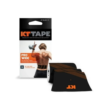 KT TAPE Pro Wide Kinesiology Tape for Lower Back and Large Muscle Groups, Black, 10 Count