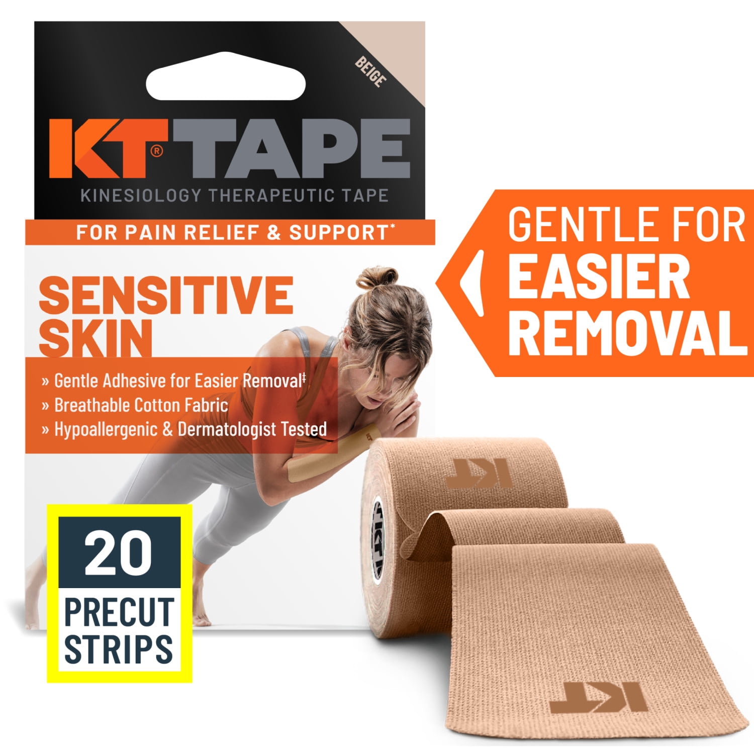 KT Tape 2 x 3 inches Beige Kinesiology Sports Tape (20 Count)