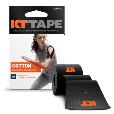 KT Tape Black Original Cotton Kinesiology Tape 20 Precut Strips