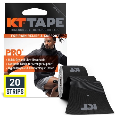 KT Tape Black Pro Synthetic Precut Kinesiology Tape 20 Strips