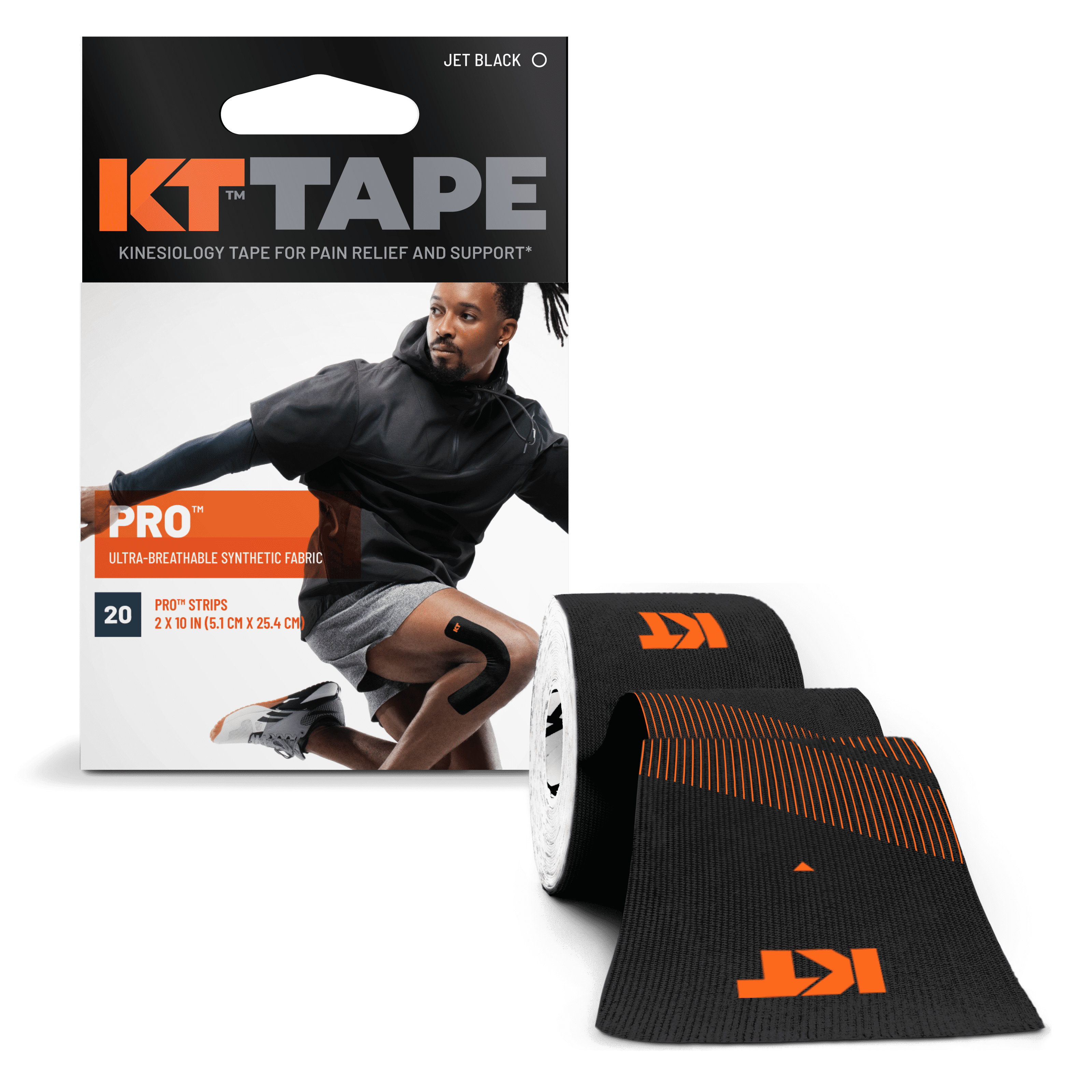 KT Tape Black Pro Synthetic Precut Kinesiology Tape 20 Strips