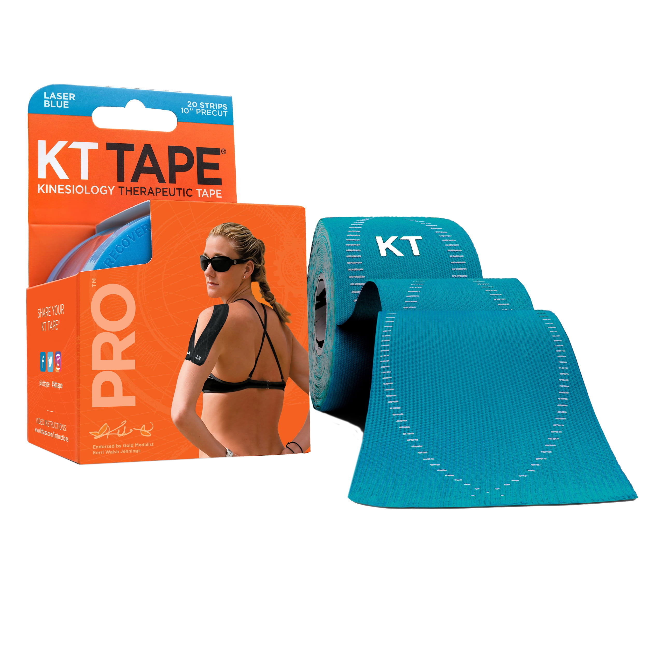 KT Tape Blue Pro Synthetic Kinesiology Tape 20 Precut Strips Y,Y Training