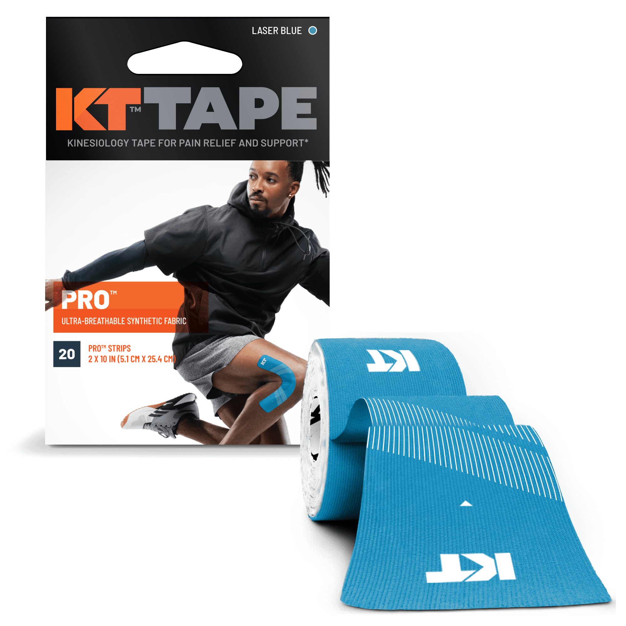 KT Tape Laser Blue Pro Synthetic Precut Kinesiology Tape 20 Strips