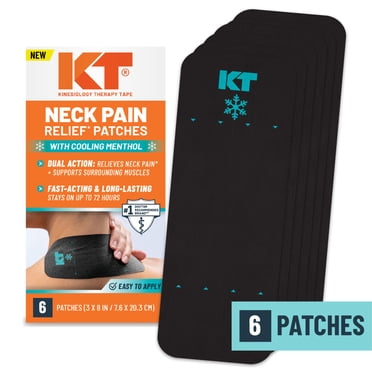 KT Tape Neck Pain Relief Patches 3x8 in Large Cooling Menthol Kinesiology 6 Count