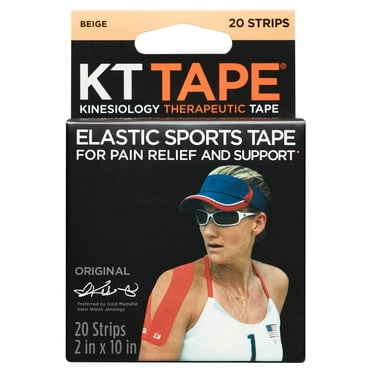 KT Tape Original Cotton Kinesiology Tape, Beige, 20 Precut Strips