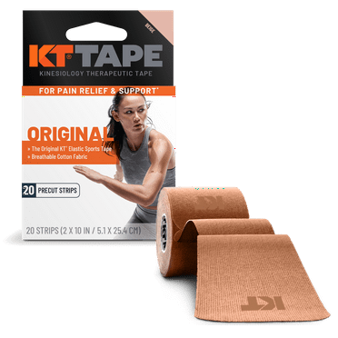 KT Tape Original Cotton Kinesiology Tape, Beige, 20 Precut Strips
