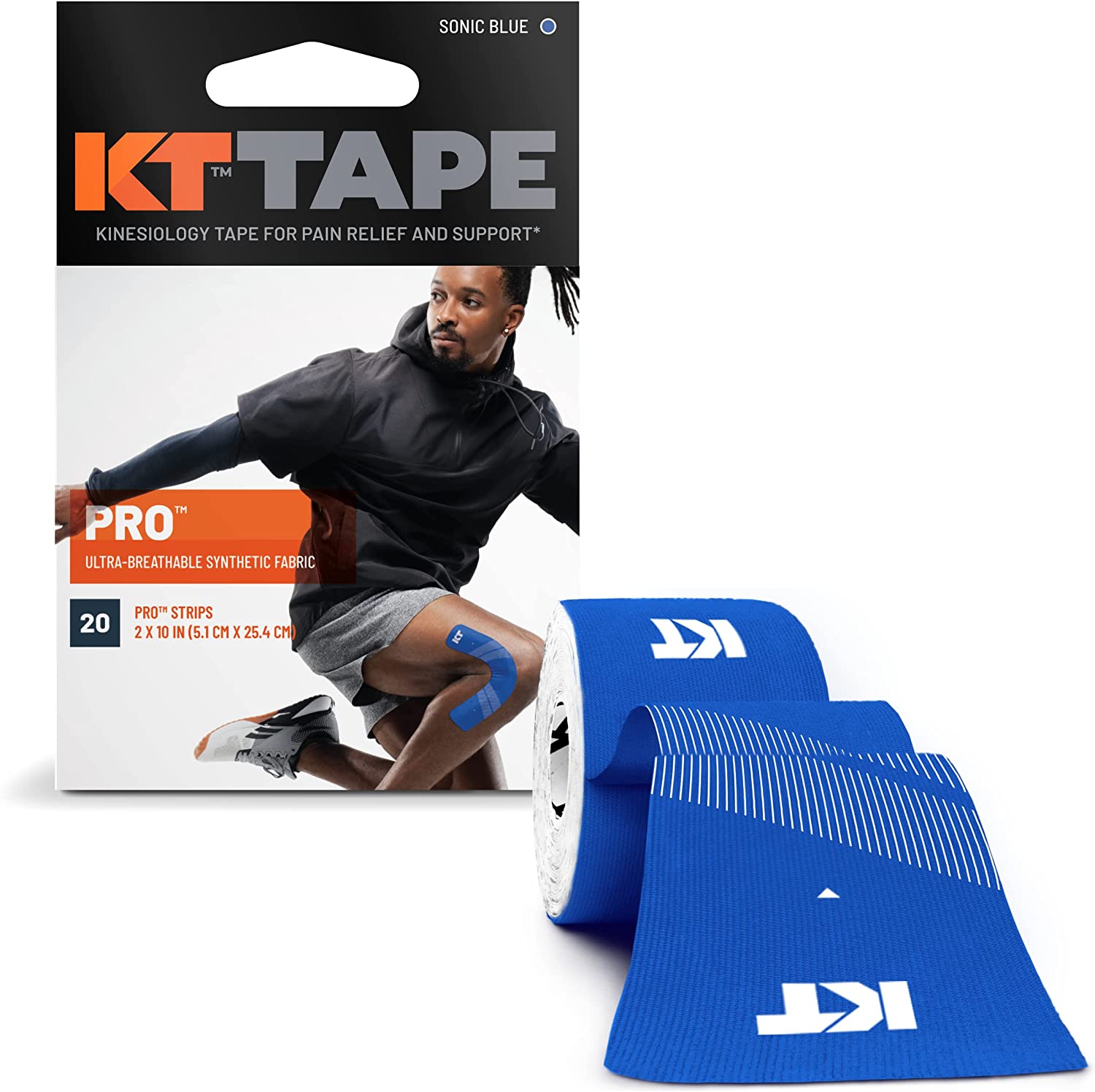 KT Tape, PRO Synthetic Kinesiology Athletic Tape, 20 Count, 10 Precut