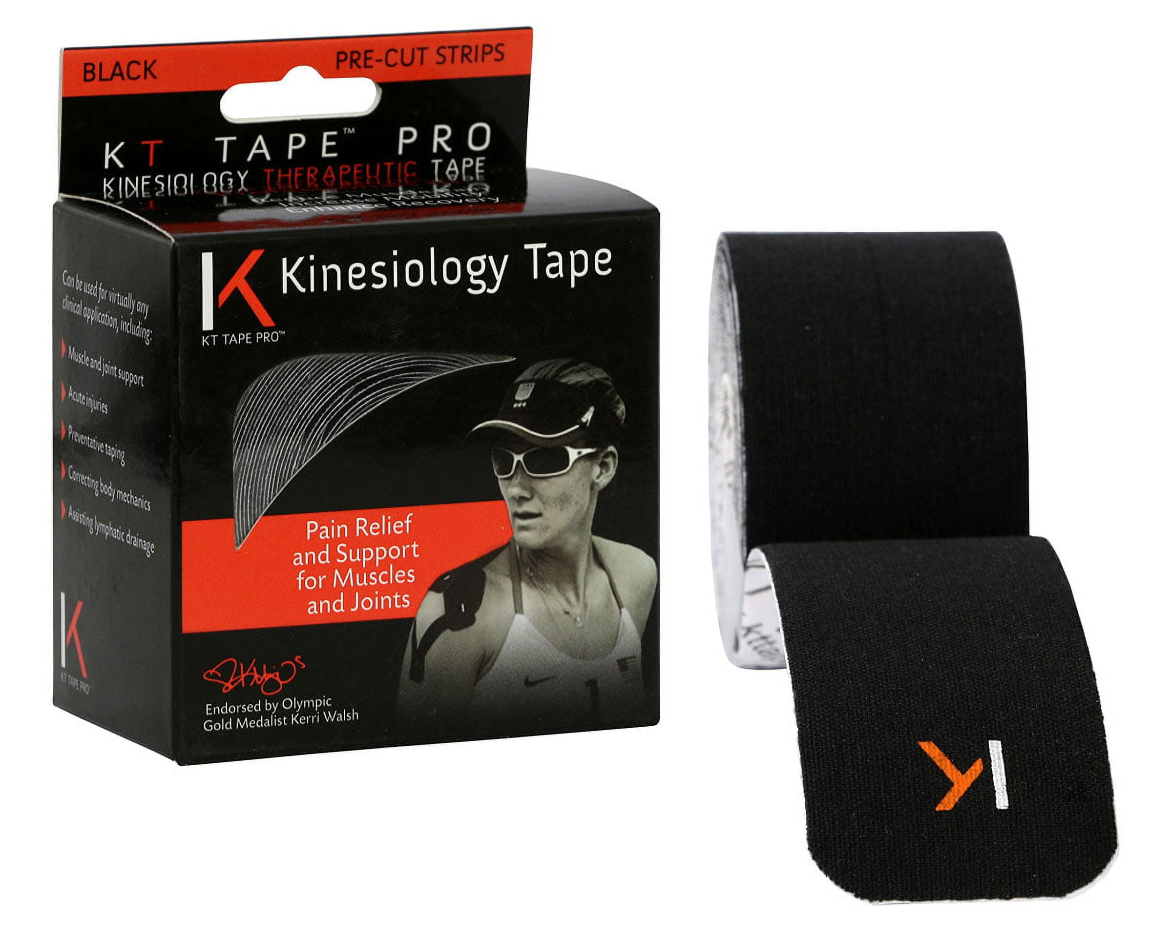 Rite Aid First Aid Kinesiology Tape Strips, Black - 20 ct