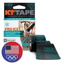 KT Tape Pro Ice Kinesiology Tape with Cooling Menthol for Dual-Action Pain Relief, Black, 20 Count