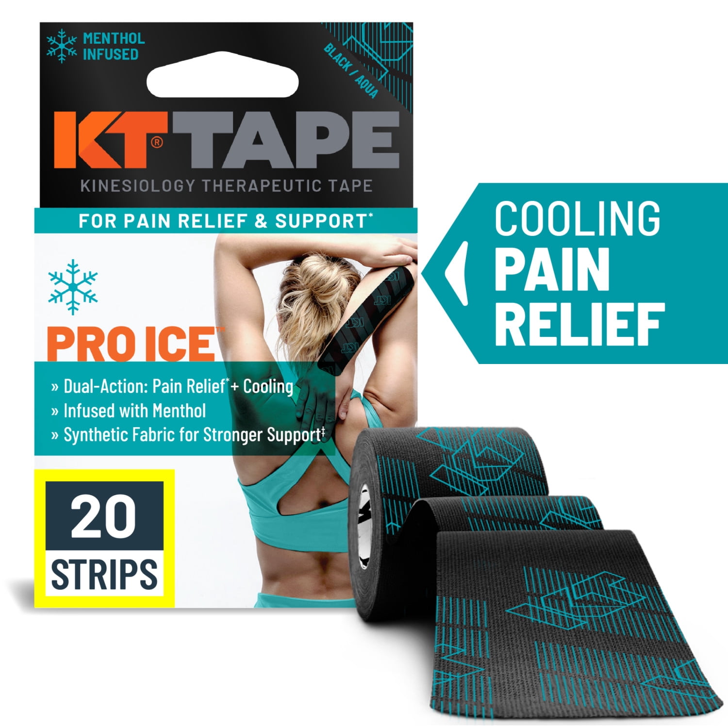 KT Tape Pro Ice Kinesiology Tape with Cooling Menthol for Dual