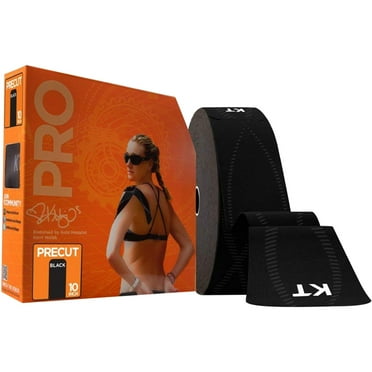KT Tape Pro Jumbo 10" Precut Kinesiology Sports Roll - 150 Strips - Black