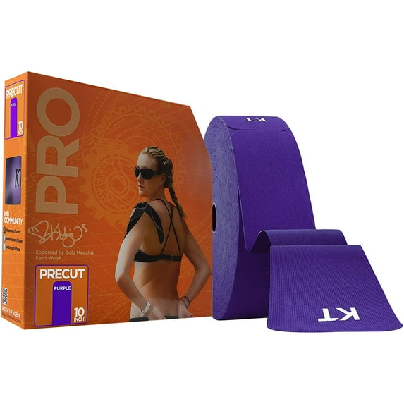 KT Tape Pro Jumbo 10" Precut Kinesiology Sports Roll - 150 Strips - Purple