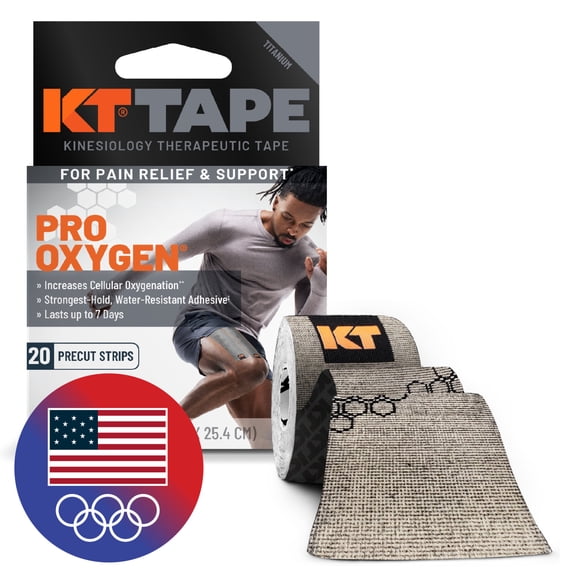 KT Tape Pro Oxygen Kinesiology Tape with Celliant Infrared Technology, Titanium, 20 Count
