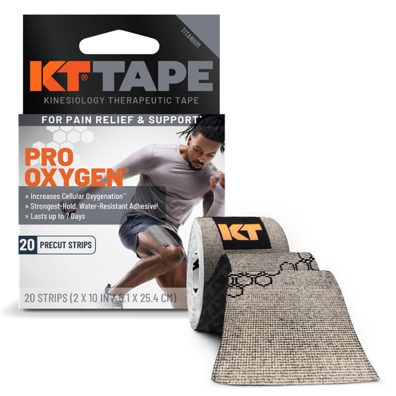 KT Tape Pro Oxygen Kinesiology Tape with Celliant Infrared Technology, Titanium, 20 Count