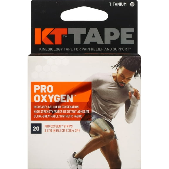 KT Tape Pro Oxygen 10" Precut Kinesiology Sports Roll - 20 Strips - Titanium