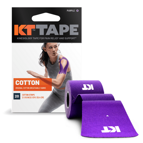 KT Tape Original Cotton Kinesiology Tape, Purple, 20 Precut Strips