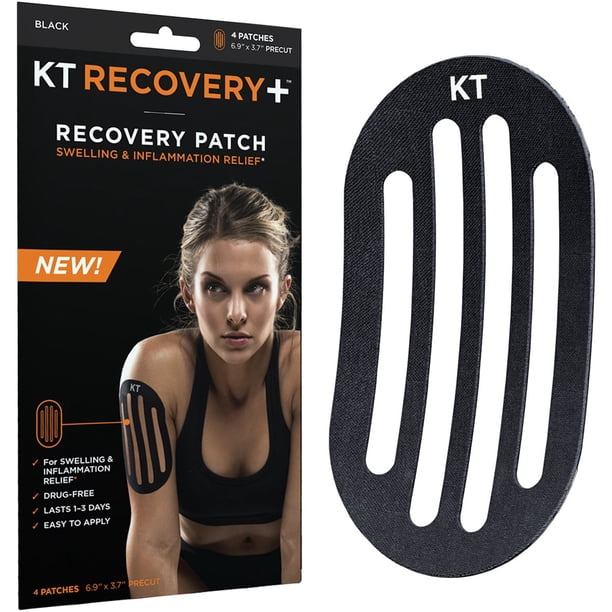 KT Tape, Recovery+ Patch, Black, 4 Ct