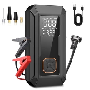 KT1 Car Jump Starter with Air Compressor, 150 PSI, 15000MAH Power Bank, 4000A Jump Starter, Fast Inflation for Car Tires, Bikes, SUV, Trucks & More - Portable Air Compressor with LED Light