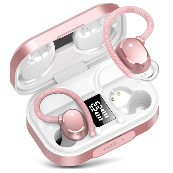 KT1 Wireless Earbuds V5.3 Bluetooth - 120Hrs Playtime, Mini Size, IPX7 Waterproof, Deep Bass 2.0, Over-Ear Wireless Bluetooth Headphones for Sport Running Helen's Store