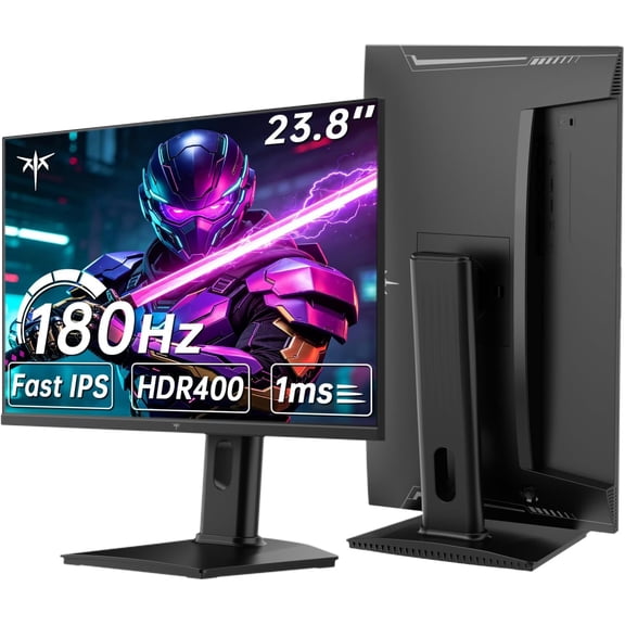 KTC 24" 2K HDR400 Gaming Monitor, Up to 185Hz, 1ms, G-Sync/FreeSync, 8bitFRC, Flat Fast IPS 1440p Monitor with Tilt&Height&Pivot Adjustable, HDMI/DP/USB2.0, Earphone