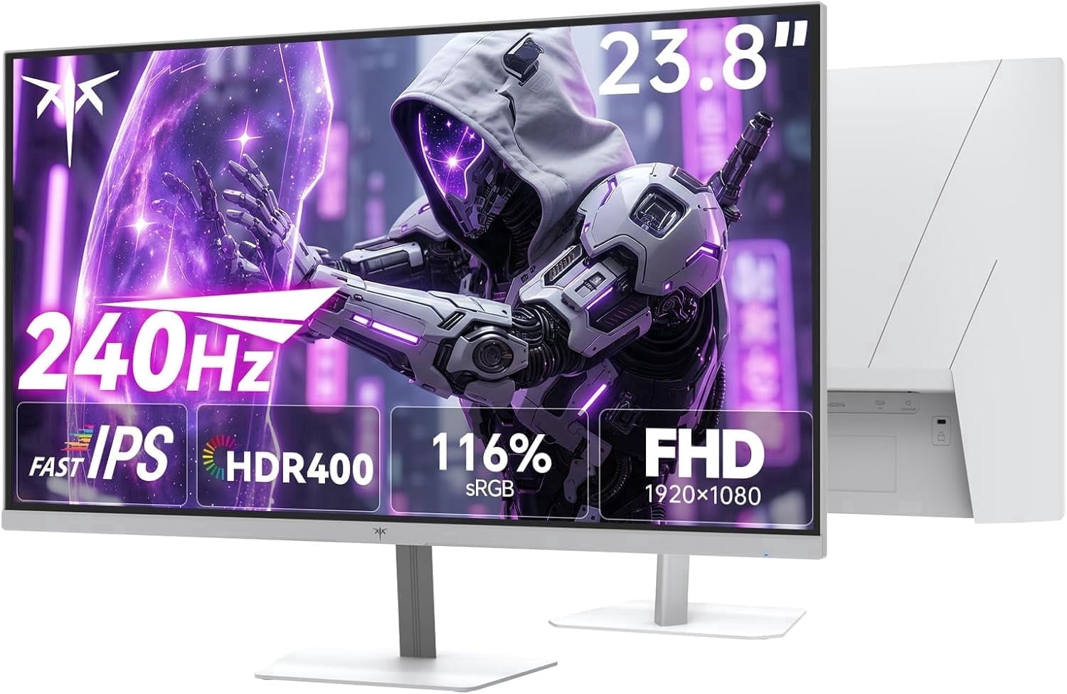 KTC 24 Inch 240Hz Gaming Monitor, 1080P PC Computer Monitor with Fast IPS Panel, HDR400, Adaptive Sync, 1ms (MPRT), 116% sRGB, HDMI DisplayPort, Eye Care, VESA Mount, White, H24F7
