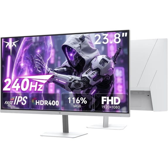 KTC 24 Inch 240Hz Gaming Monitor, 1080P PC Computer Monitor with Fast IPS Panel, HDR400, Adaptive Sync, 1ms (MPRT), 116% sRGB, HDMI DisplayPort, Eye Care, VESA Mount, White, H24F7