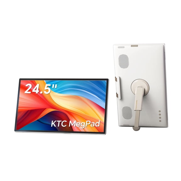 KTC 25 Inch Portable Tv Touchscreen 1080p Monitor, Computer Monitor with Speakers, Remote Control, Android 14 Google EDLA Certification with Camera, Built-in Battery for Outdoor,Camping,Travel