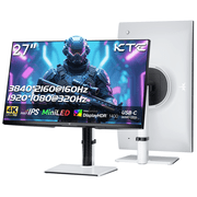 KTC 27 Inch 4K MiniLED Gaming Monitor, UHD 3840x2160 Dual Mode 4K 160Hz/FHD 320Hz, HDR 1400, Fast IPS, Type-C 65W, KVM, VESA, Tilt & Swivel & Height Adjustable, White, M27P6